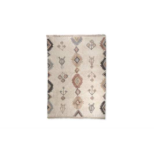 Carla 5x8 Earthy Neutrals Patterned Cotton Area Rug