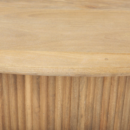 Terra 48L x 28W x 15H Light Brown Wood Oval Fluted Coffee Table