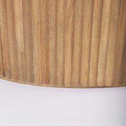 Terra 48L x 28W x 15H Light Brown Wood Oval Fluted Coffee Table