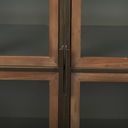 Pandora Dark Brass Metal W/Red Wood 2 Door Accent Cabinet