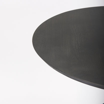 Maxwell 32" Round Black-Brown Wood w/ Black Metal Pedestal Bistro Table