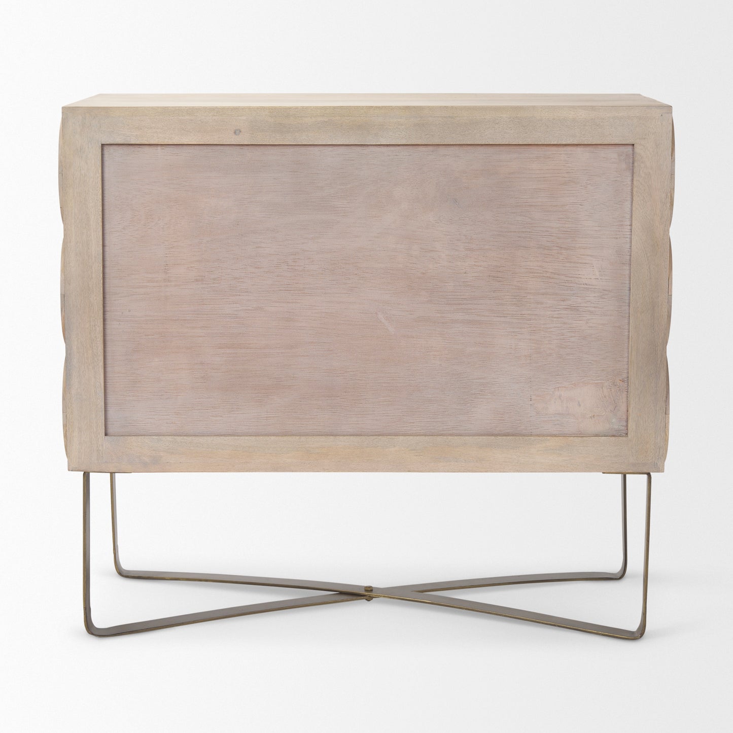 Excelsior 36.0L x 18.0W x 32.5H Light Brown Wood Gold Iron Base Accent Cabinet