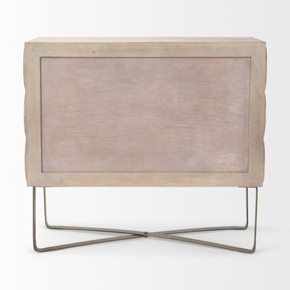 Excelsior 36.0L x 18.0W x 32.5H Light Brown Wood Gold Iron Base Accent Cabinet