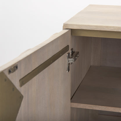 Excelsior 36.0L x 18.0W x 32.5H Light Brown Wood Gold Iron Base Accent Cabinet