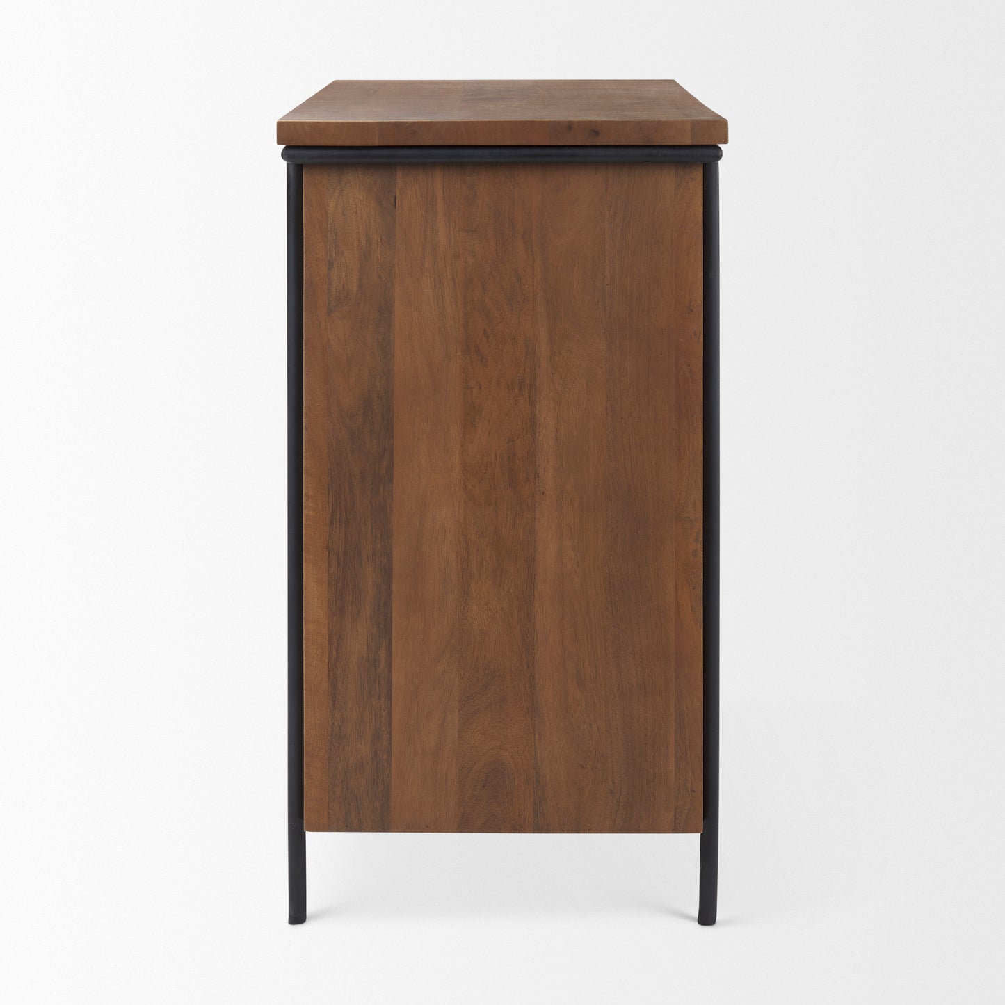 Maddox 40.0L x 18.5W x 32.75H Brown Solid Wood Black Metal 2 Door Accent Cabinet