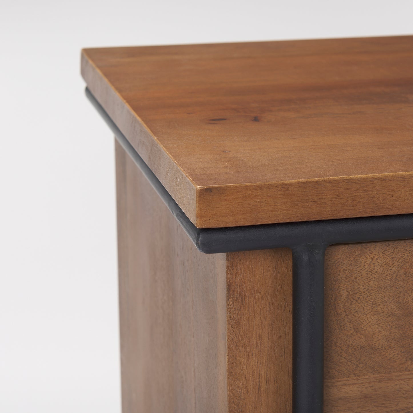 Maddox 40.0L x 18.5W x 32.75H Brown Solid Wood Black Metal 2 Door Accent Cabinet