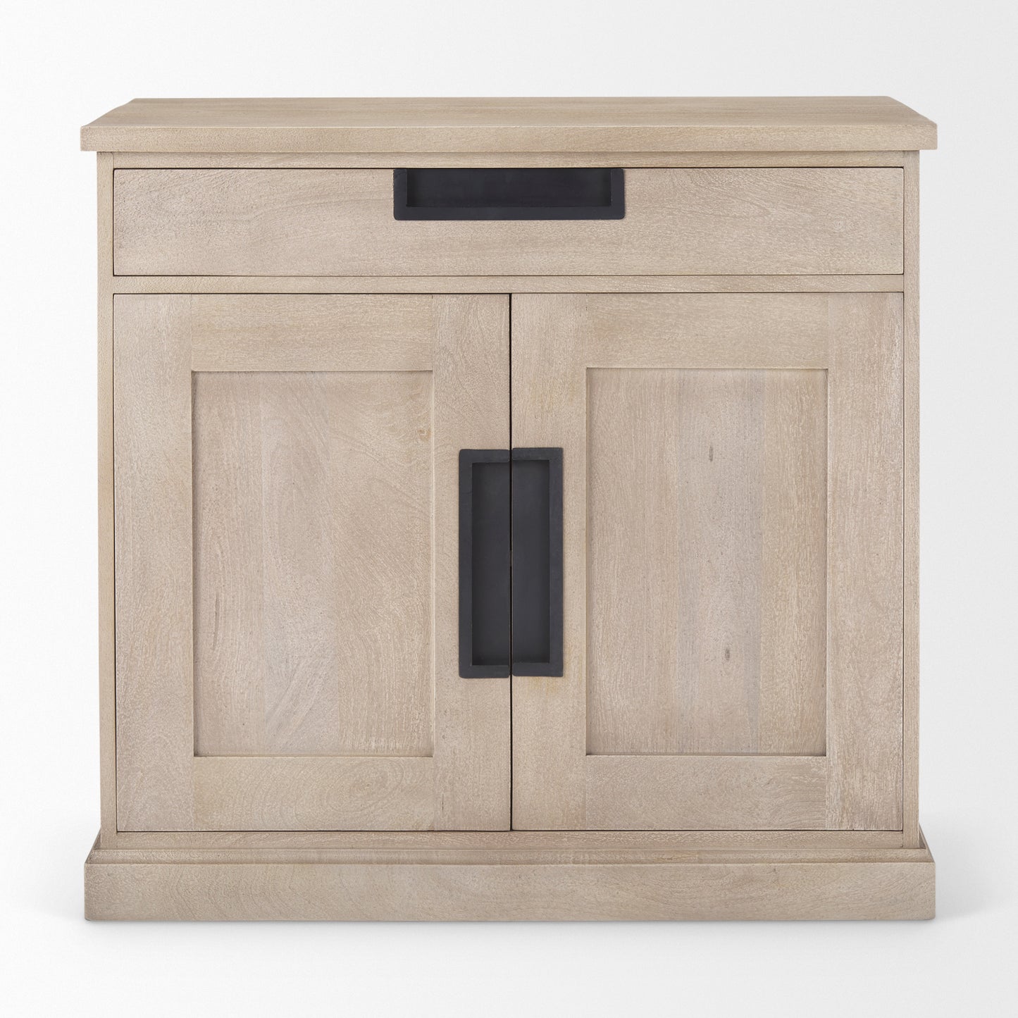 Braxton 33.5L x 18.5W x 31.5H Beige Wood W/Black Accents 2 Door Accent Cabinet