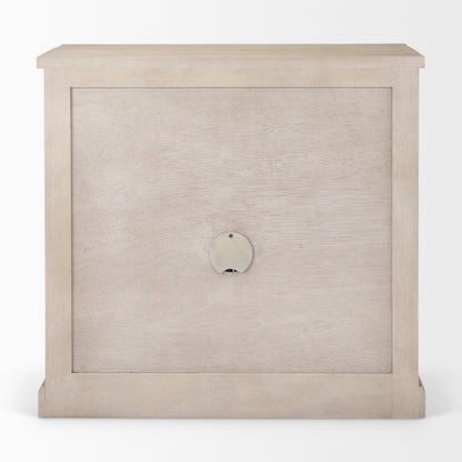 Braxton 33.5L x 18.5W x 31.5H Beige Wood W/Black Accents 2 Door Accent Cabinet