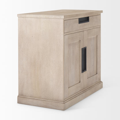 Braxton 33.5L x 18.5W x 31.5H Beige Wood W/Black Accents 2 Door Accent Cabinet