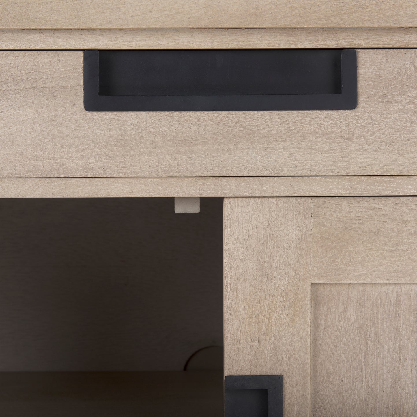 Braxton 33.5L x 18.5W x 31.5H Beige Wood W/Black Accents 2 Door Accent Cabinet