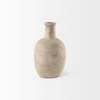 Zenni 5.3L x 5.3W x 9.3H Warm Beige Ceramic Vase