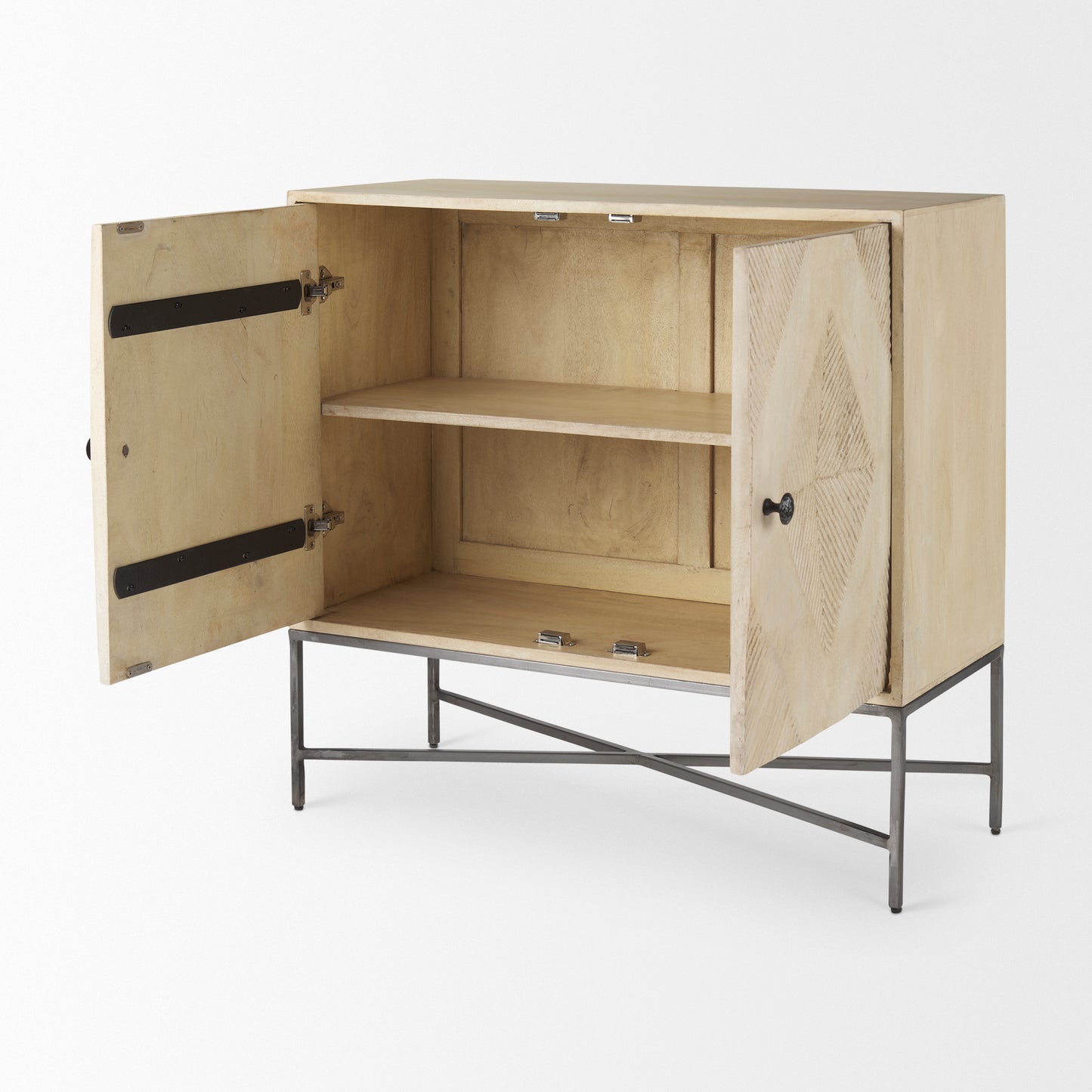 Hogarth 36.0L x 16.0W x 34.0H 2 Door Blonde Wood Accent Cabinet