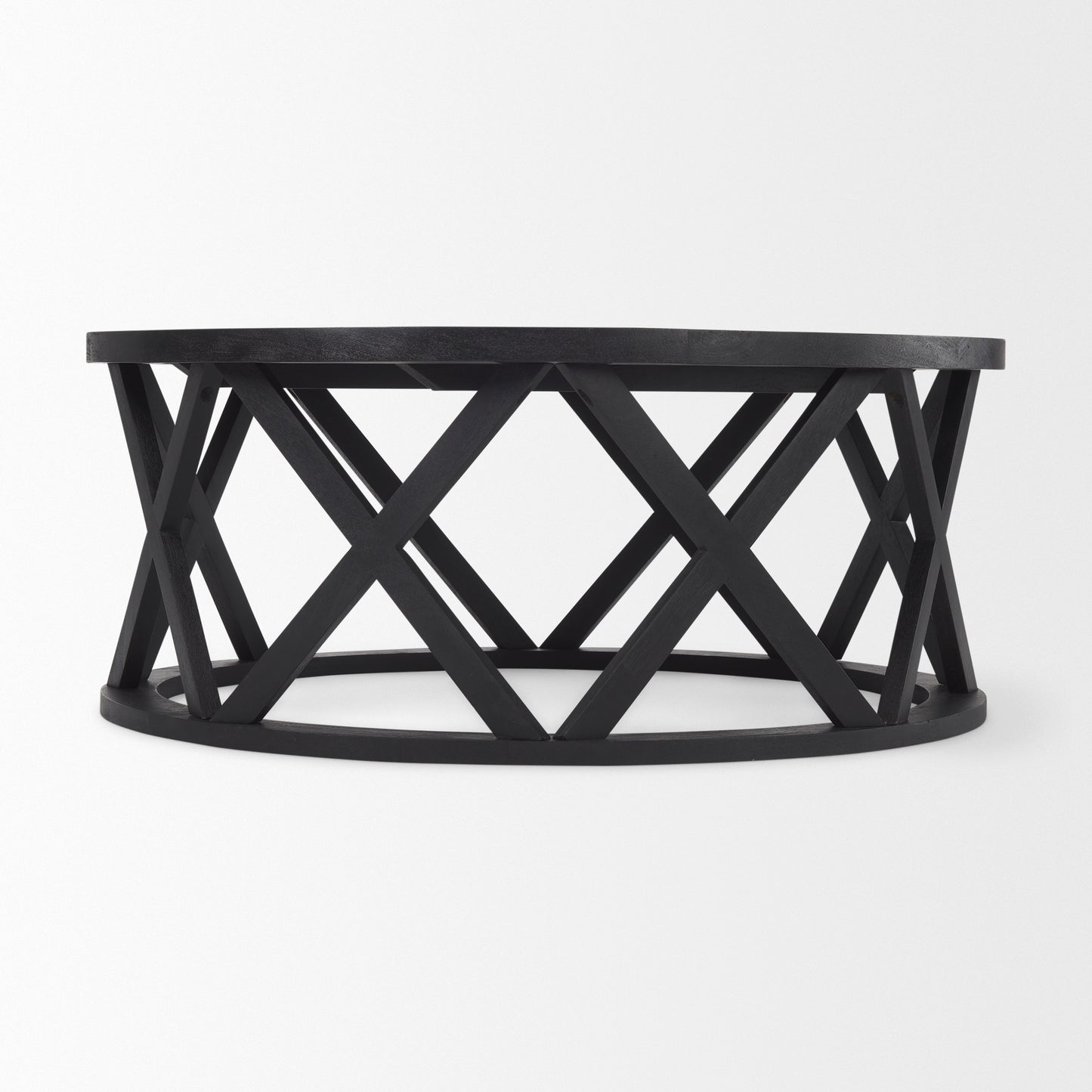 Forsey 28.0L x 45.3W x 18.0H Black Solid Wood Round Coffee Table