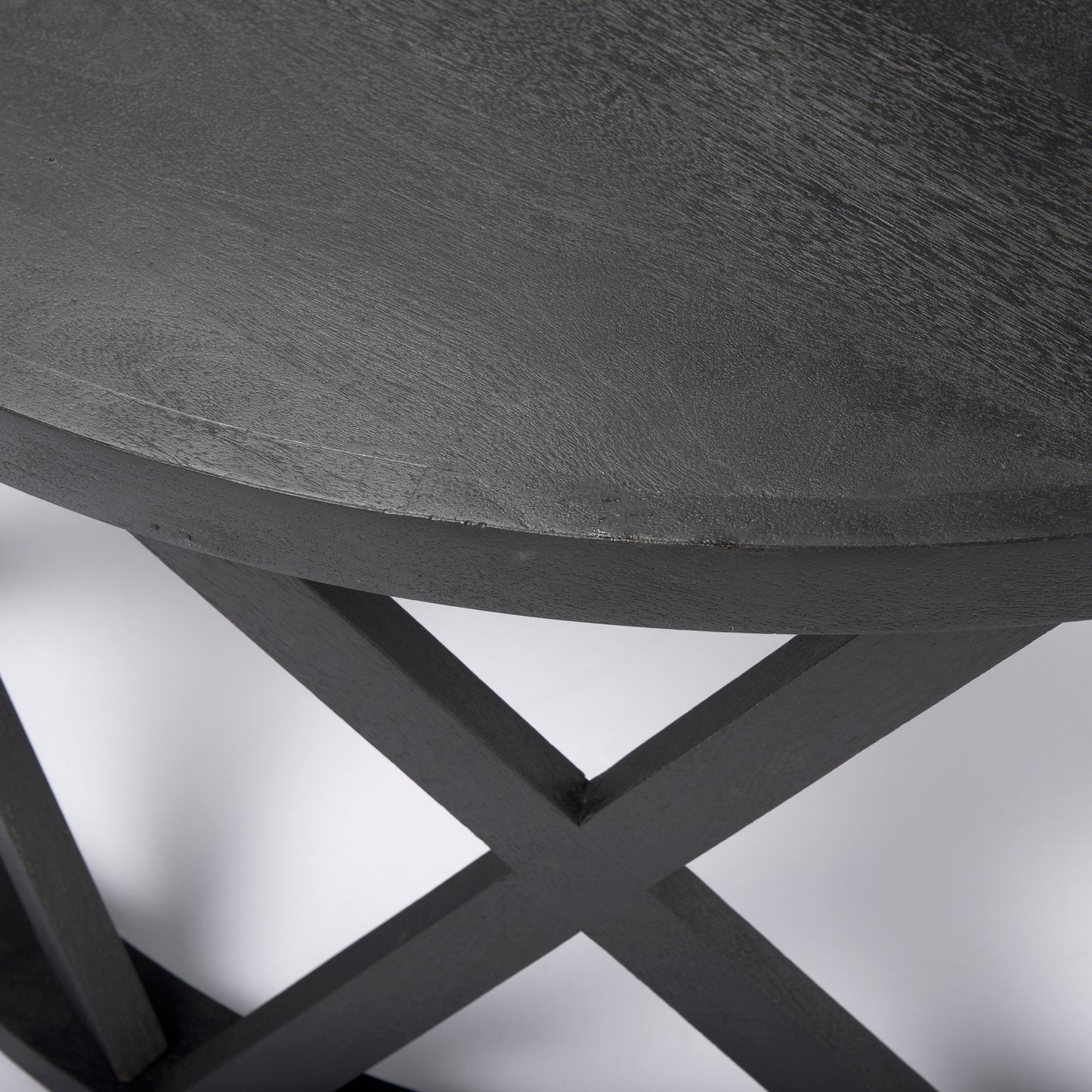 Forsey 28.0L x 45.3W x 18.0H Black Solid Wood Round Coffee Table