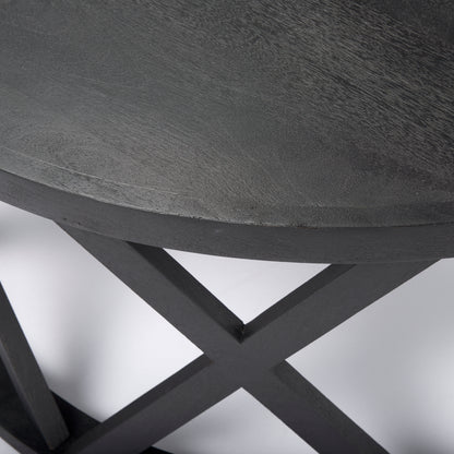 Forsey 28.0L x 45.3W x 18.0H Black Solid Wood Round Coffee Table