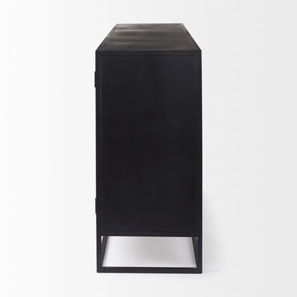 Sloan 80.0L x 17.0W x 36.0H Black Wood W/Black Metal Frame Sideboard