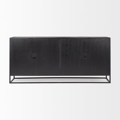 Sloan 80.0L x 17.0W x 36.0H Black Wood W/Black Metal Frame Sideboard