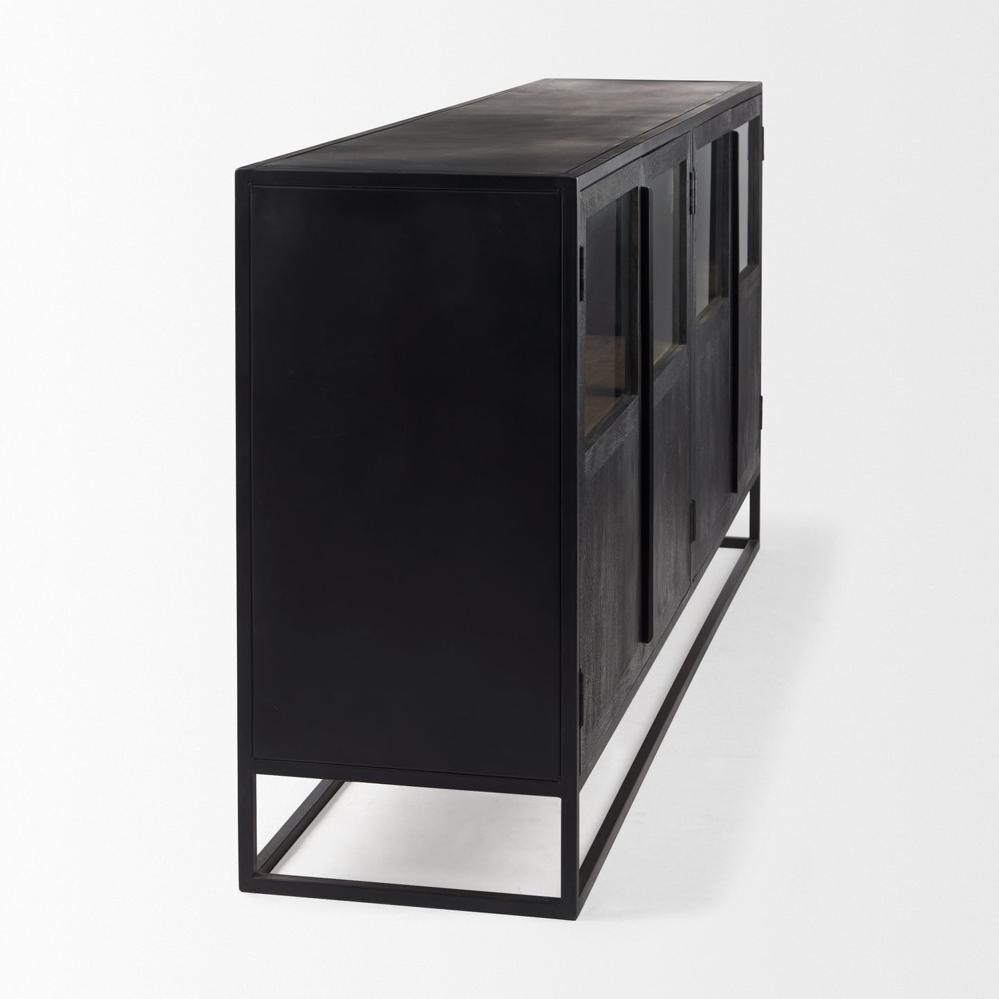 Sloan 80.0L x 17.0W x 36.0H Black Wood W/Black Metal Frame Sideboard