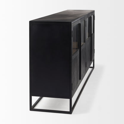 Sloan 80.0L x 17.0W x 36.0H Black Wood W/Black Metal Frame Sideboard