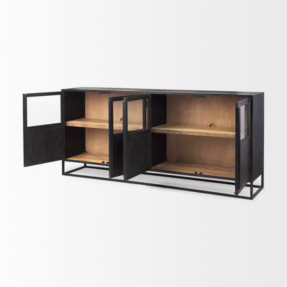 Sloan 80.0L x 17.0W x 36.0H Black Wood W/Black Metal Frame Sideboard