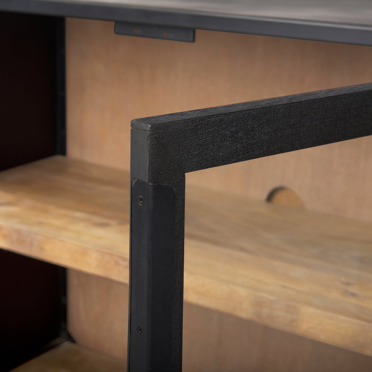 Sloan 80.0L x 17.0W x 36.0H Black Wood W/Black Metal Frame Sideboard