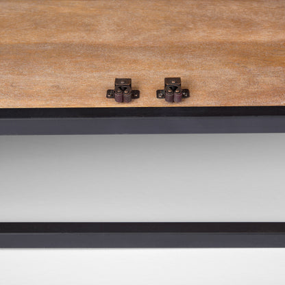 Sloan 80.0L x 17.0W x 36.0H Black Wood W/Black Metal Frame Sideboard