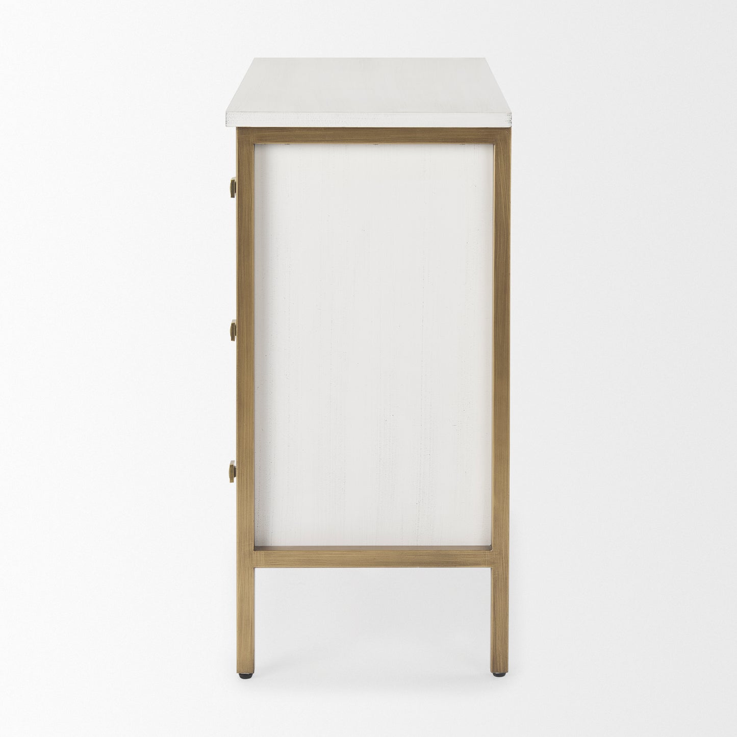 Savannah White Fir Veneer w/ Gold Metal 3-Drawer Accent Cabinet