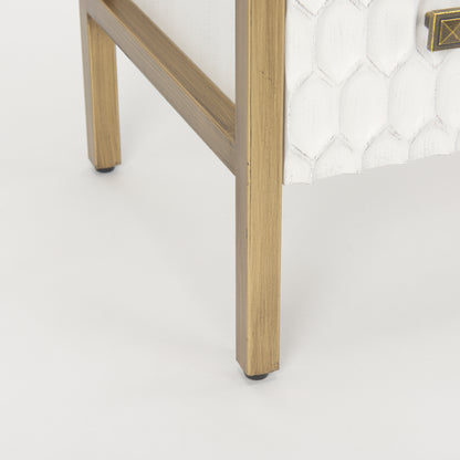 Savannah White Fir Veneer w/ Gold Metal 3-Drawer Accent Cabinet