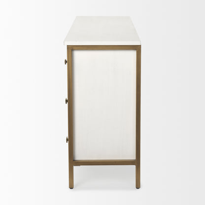 Savannah White Fir Veneer w/ Gold Metal Accents 6-Drawer Sideboard