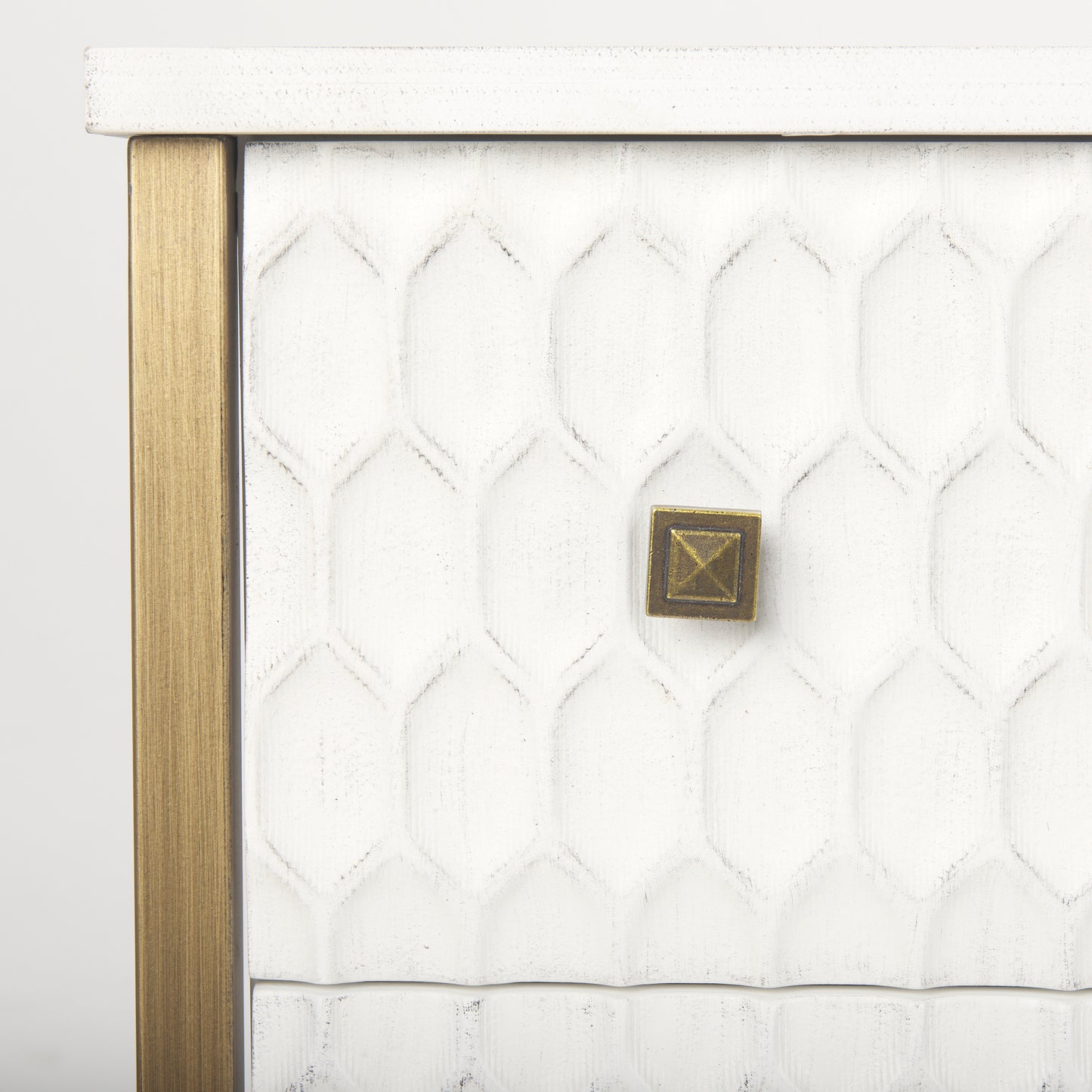 Savannah White Fir Veneer w/ Gold Metal Accents 6-Drawer Sideboard