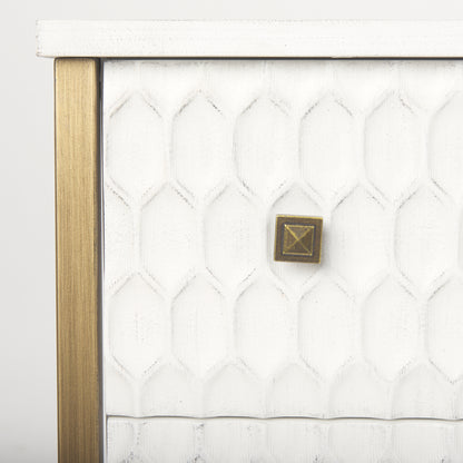 Savannah White Fir Veneer w/ Gold Metal Accents 6-Drawer Sideboard