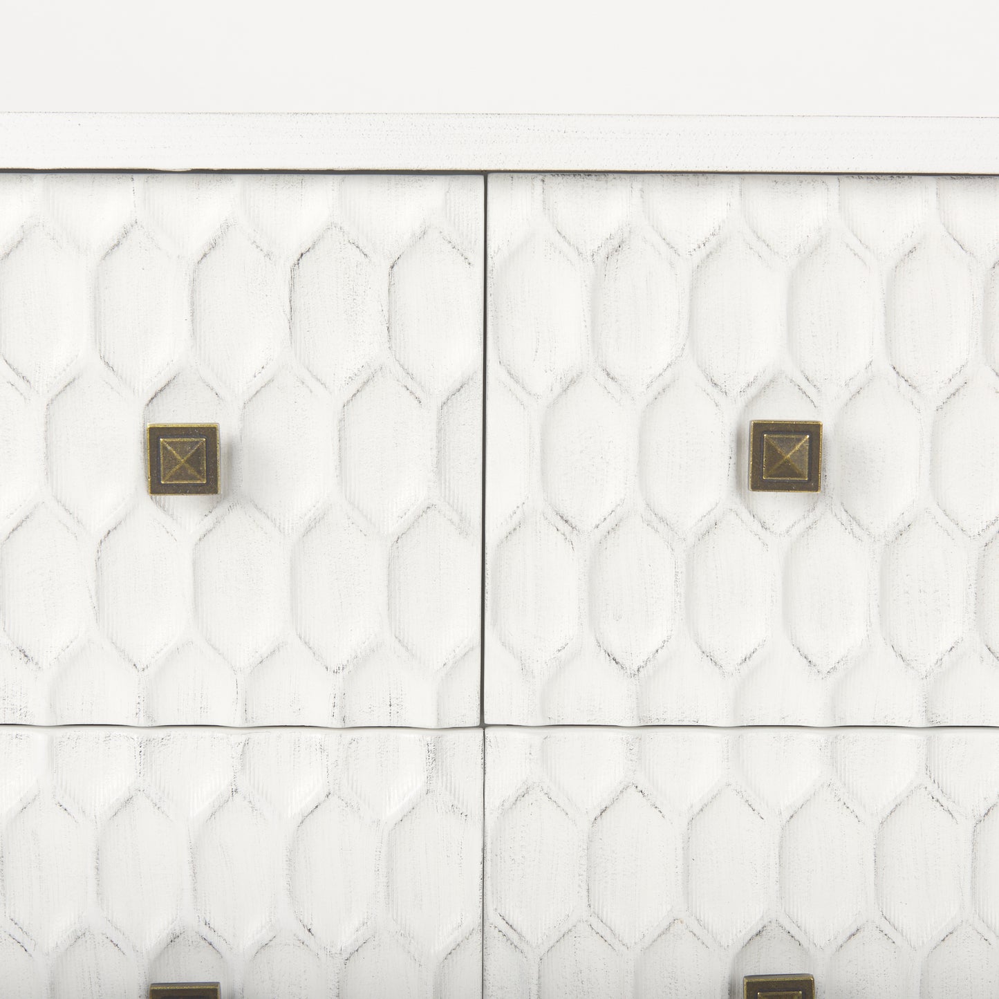 Savannah White Fir Veneer w/ Gold Metal Accents 6-Drawer Sideboard