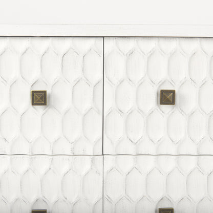 Savannah White Fir Veneer w/ Gold Metal Accents 6-Drawer Sideboard