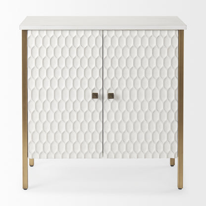 Savannah White Fir Veneer w/ Gold Metal Accent 2-Door Accent Cabinet