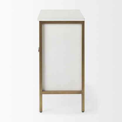 Savannah White Fir Veneer w/ Gold Metal Accent 2-Door Accent Cabinet