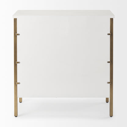 Savannah White Fir Veneer w/ Gold Metal Accent 2-Door Accent Cabinet