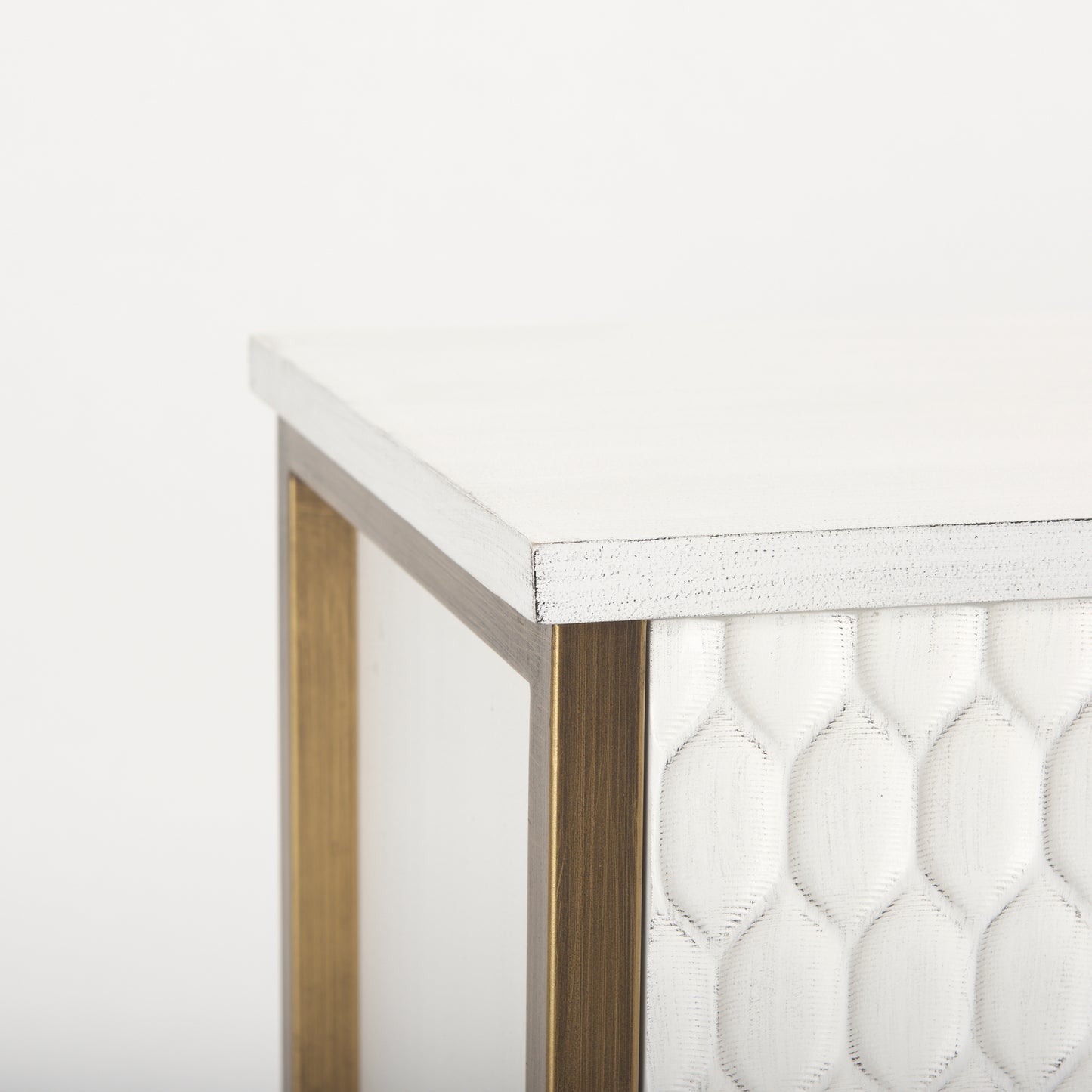 Savannah White Fir Veneer w/ Gold Metal Accent 2-Door Accent Cabinet