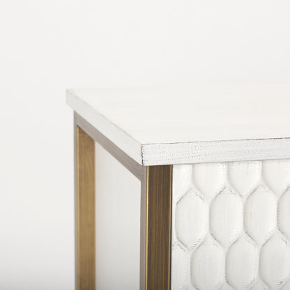 Savannah White Fir Veneer w/ Gold Metal Accent 2-Door Accent Cabinet