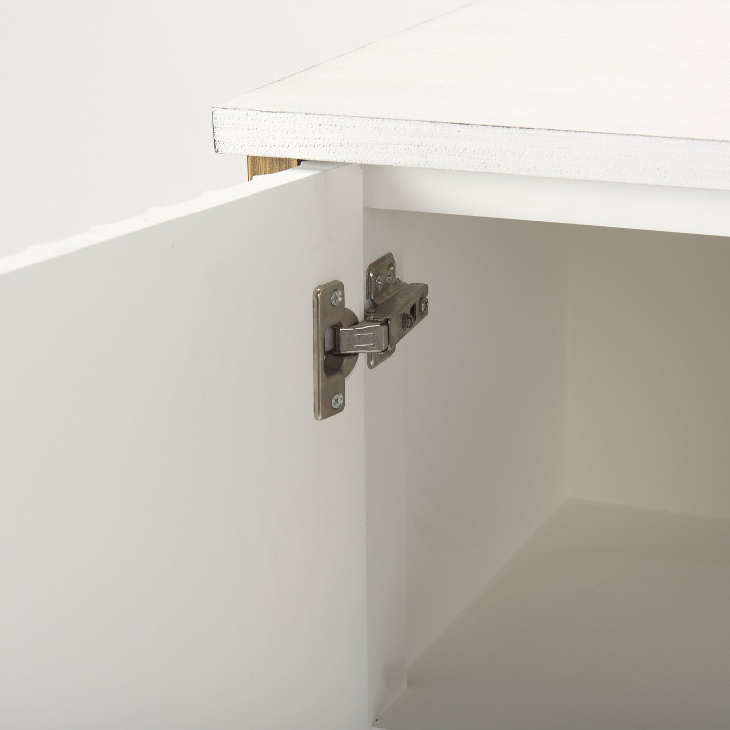 Savannah White Fir Veneer w/ Gold Metal Accent 2-Door Accent Cabinet