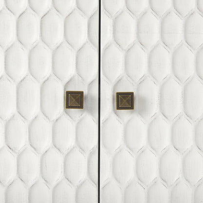 Savannah White Fir Veneer w/ Gold Metal Accent 2-Door Accent Cabinet