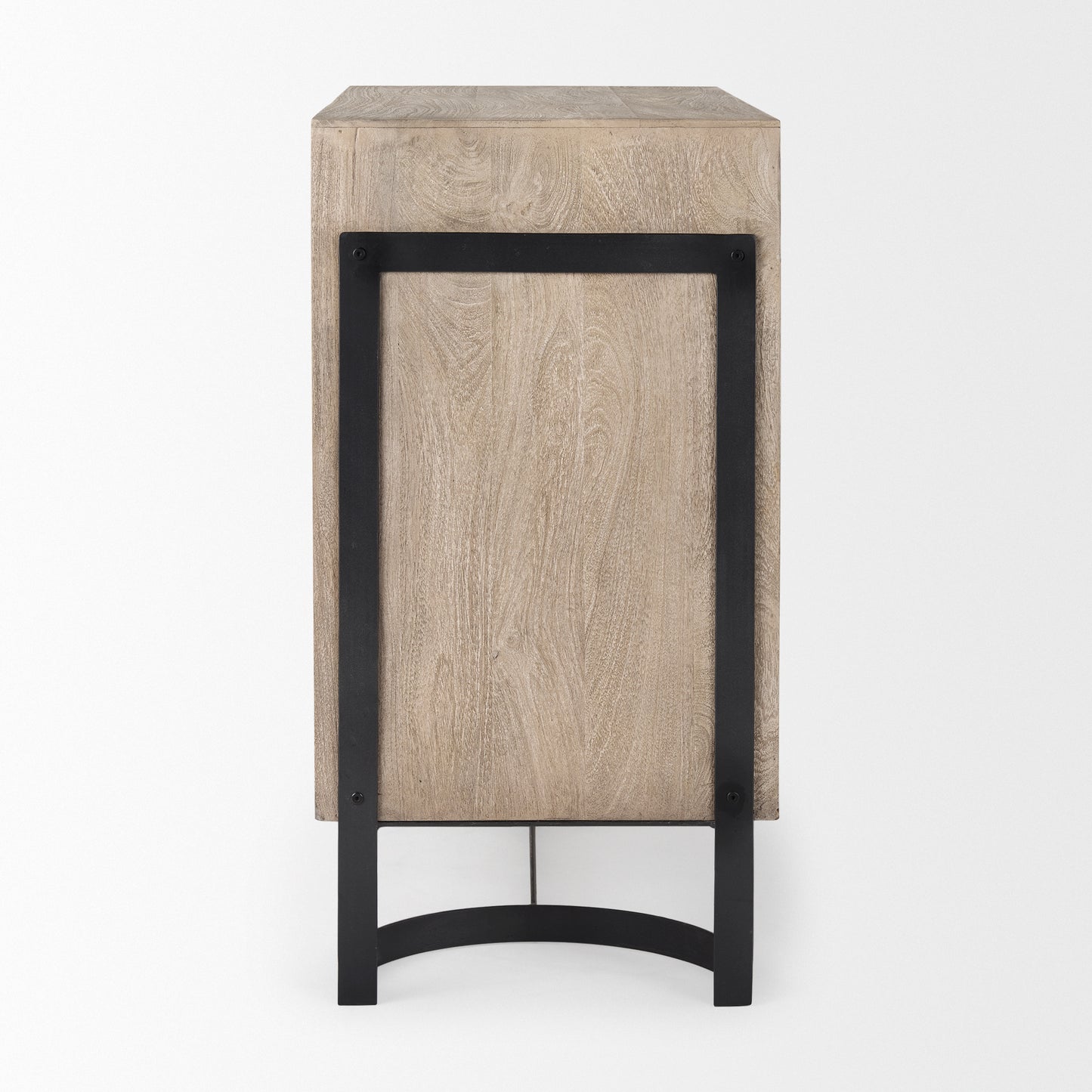 Rivien Brown Solid Wood W/Black Metal Frame 2 Door Accent Cabinet