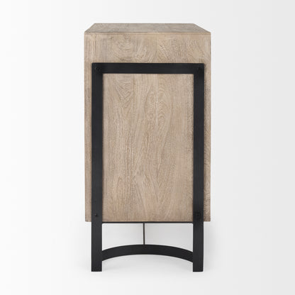 Rivien Brown Solid Wood W/Black Metal Frame 2 Door Accent Cabinet