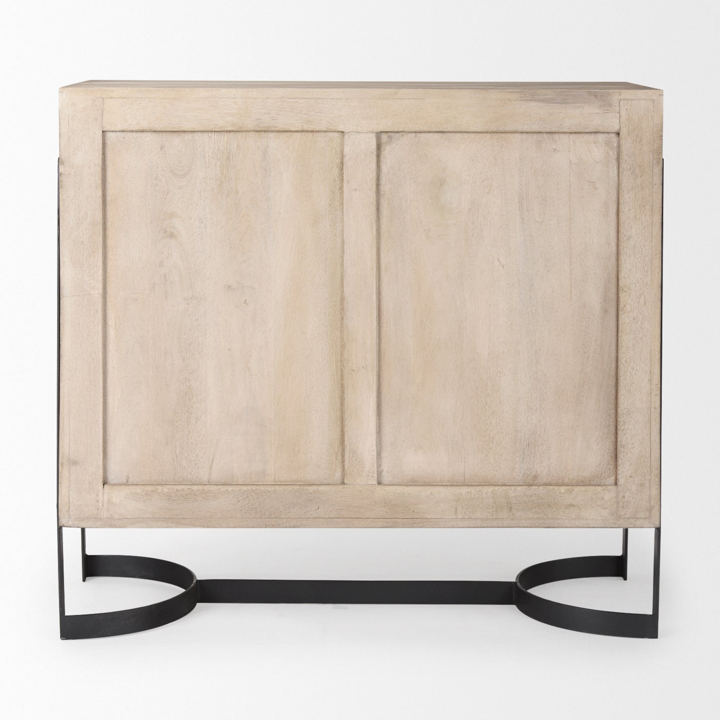 Rivien Brown Solid Wood W/Black Metal Frame 2 Door Accent Cabinet