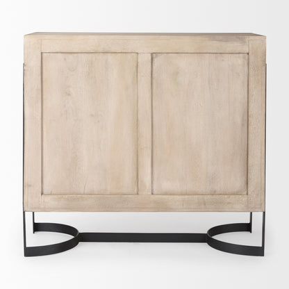 Rivien Brown Solid Wood W/Black Metal Frame 2 Door Accent Cabinet