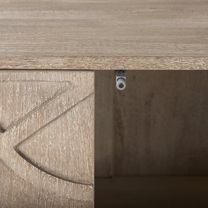 Rivien Brown Solid Wood W/Black Metal Frame 2 Door Accent Cabinet