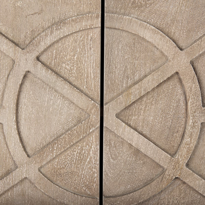 Rivien Brown Solid Wood W/Black Metal Frame 2 Door Accent Cabinet