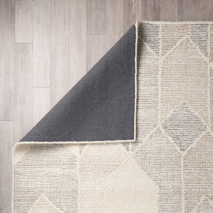 Kolt 5x8 Neutral Geometric Patterned Wool Area Rug