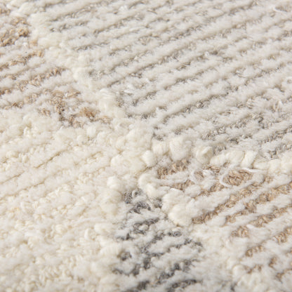 Kolt 5x8 Neutral Geometric Patterned Wool Area Rug