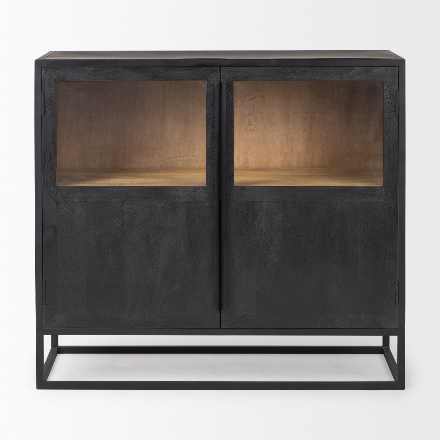 Sloan Black Wood W/Black Metal Frame Accent Cabinet