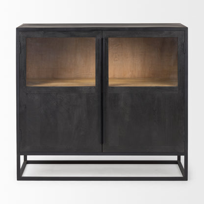 Sloan Black Wood W/Black Metal Frame Accent Cabinet
